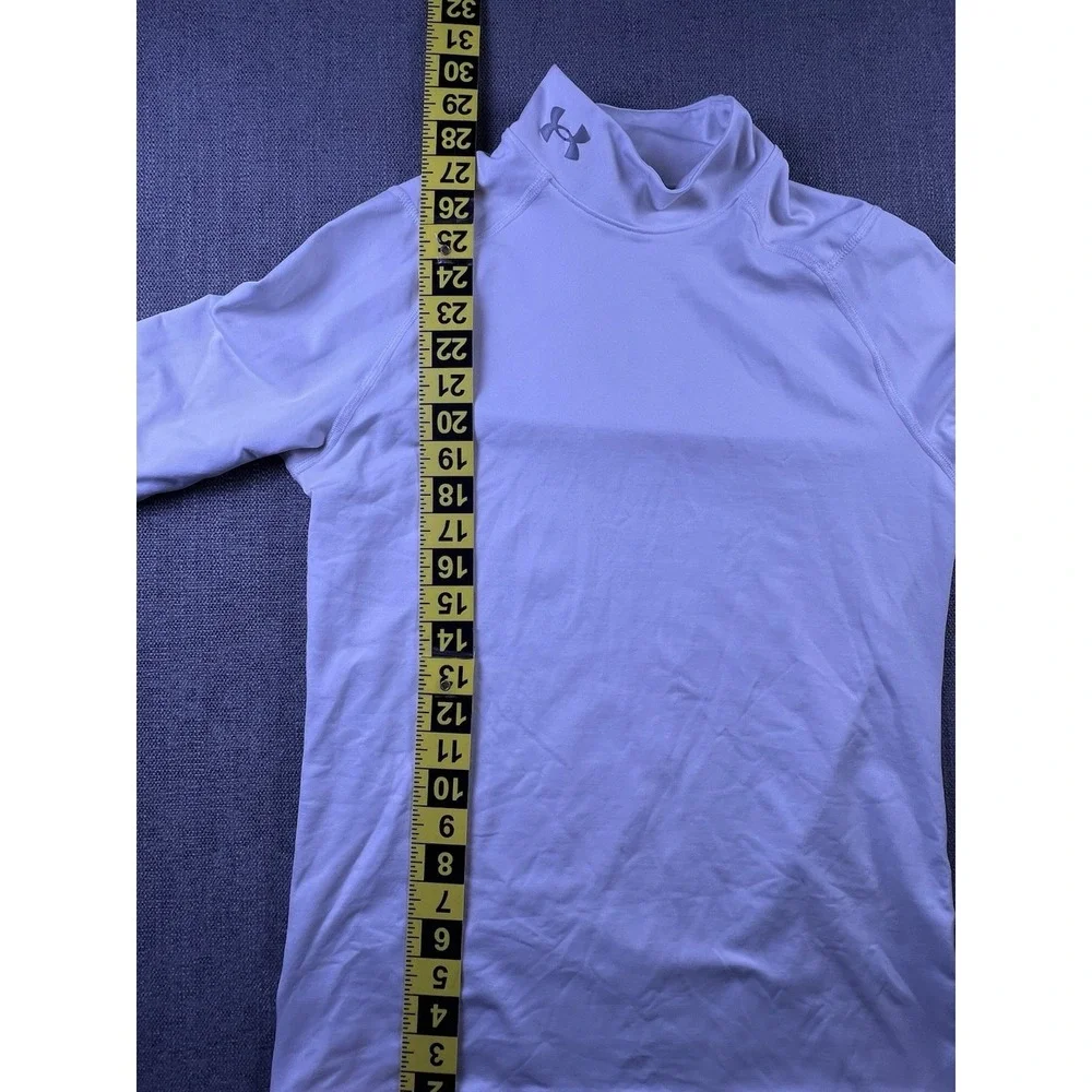 Under Armour Compression Shirt Men's M White Mock Neck Logo Soccer Training